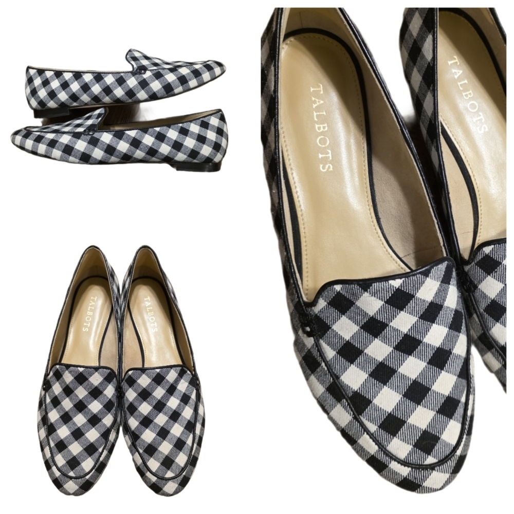 Talbots Ryan Loafers | Buffalo Plaid Gingham, Leather Soles GUC, 8.5